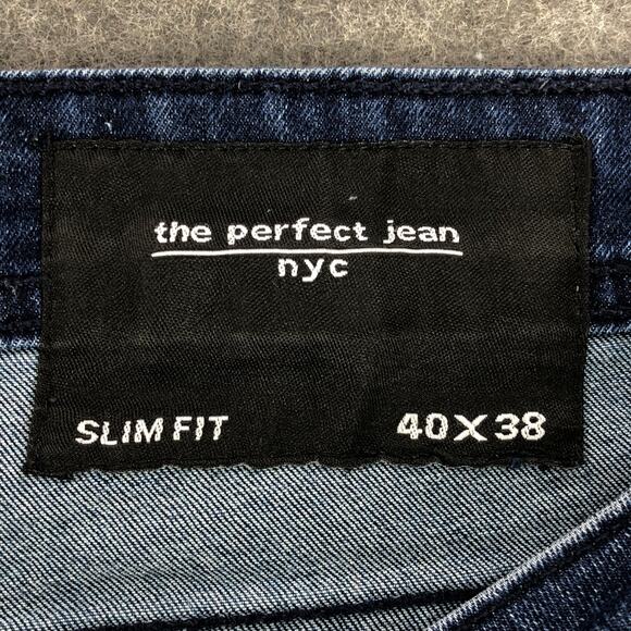 The Perfect Jean NYC Mens 40x38 Blue Slim Fit Dark Wash Mid Rise Stretch Denim - Picture 3 of 11
